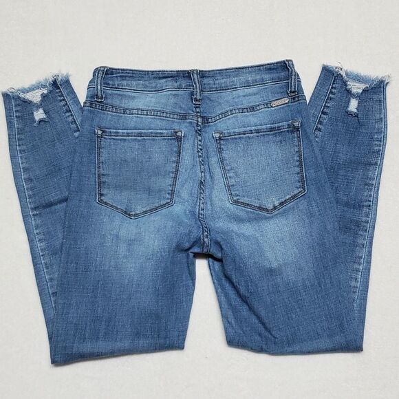 KANCAN Women's Mid Rise Distressed Ankle Skinny Jeans Raw Cut Summer Collection - Picture 8 of 14